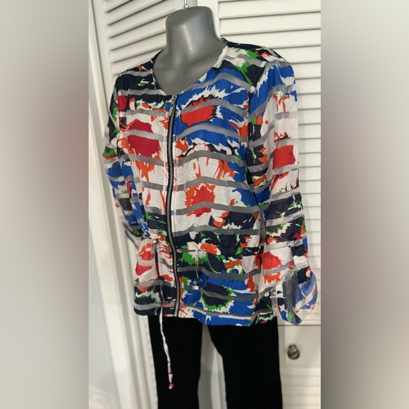 Ruby Rd. Petite size 8 burnt floral designed sheer jacket with waist cinch - Picture 10 of 12